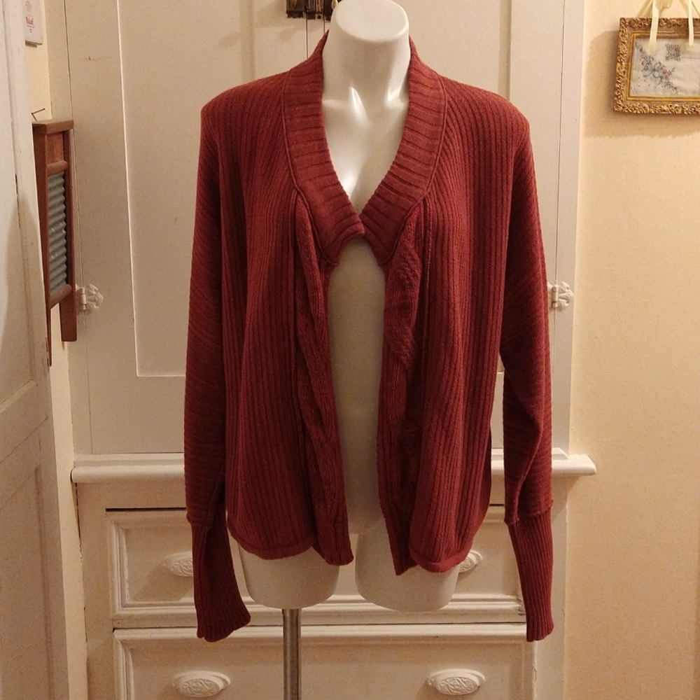 Calvin Klein rust cardigan sweater Sz L